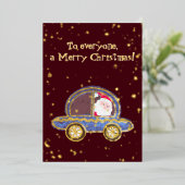 クリスマスの車の中のサンタクロース 箔シーズンカード (立ち正面)