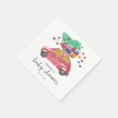 クリスマスの車 - ベビーシャワー スタンダードカクテルナプキン (角)