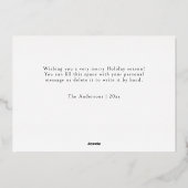 クリスマスの輝きとスタイリッシュなグリーンの3つの写真 箔シーズンカード (裏面)