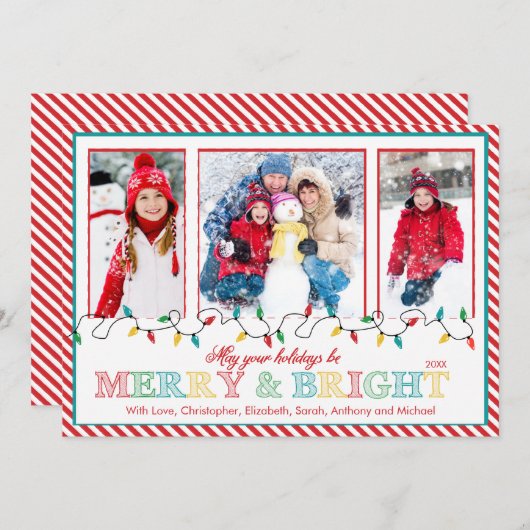 クリスマスの輝きと喜びの写真グリーティングカード3枚セット シーズンカード (正面/裏面)