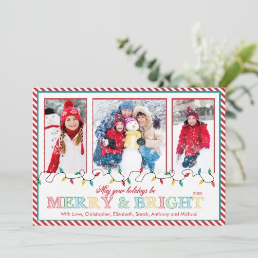 クリスマスの輝きと喜びの写真グリーティングカード3枚セット シーズンカード (スタンド正面)