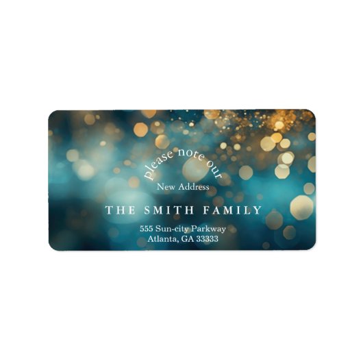 クリスマスの輝き ボケ 新しい住所 ラベル (正面)