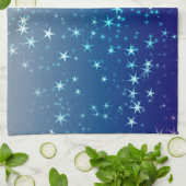 クリスマスの輝き 星 青空 キッチンタオル (折り畳み)