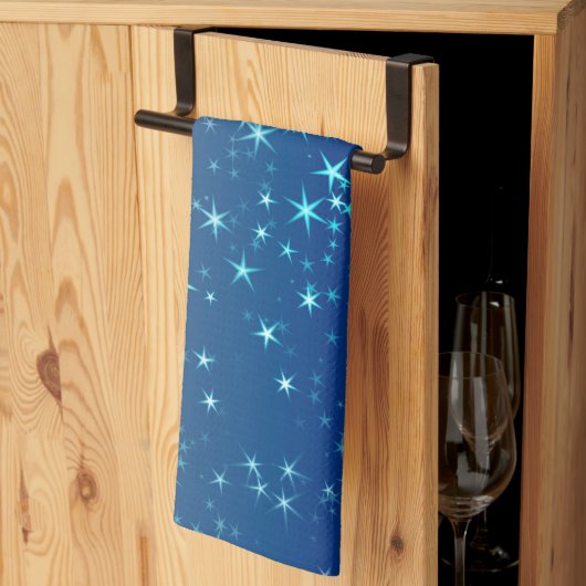 クリスマスの輝き 星 青空 キッチンタオル (三つ折り)