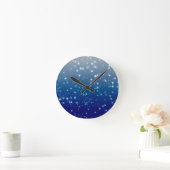 クリスマスの輝き 星 青空 ラウンド壁時計 (ホーム)