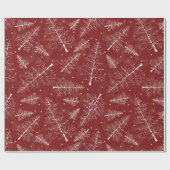 クリスマスの輝き：赤いビロードの白い松 ラッピングペーパー (フラット)