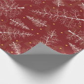 クリスマスの輝き：赤いビロードの白い松 ラッピングペーパー (角)