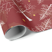 クリスマスの輝き：赤いビロードの白い松 ラッピングペーパー (ロールコーナー)