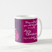 クリスマスの輝くバブルピンク/紫の妻のマグカップ コーヒーマグカップ (正面右)