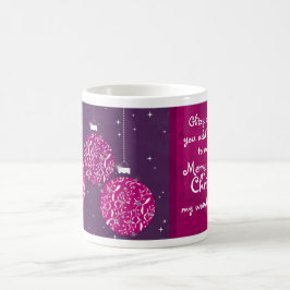 クリスマスの輝くバブルピンク/紫の妻のマグカップ コーヒーマグカップ