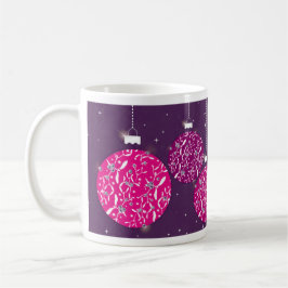 クリスマスの輝くバブルピンク/紫の妻のマグカップ コーヒーマグカップ