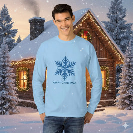クリスマスの輝くブルークリスタルスノーフレーク Tシャツ