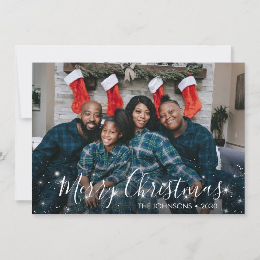 クリスマスの輝く写真のホリデーカード シーズンカード (正面)