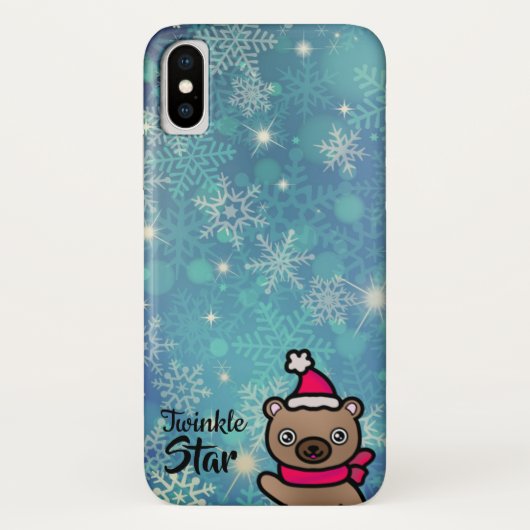 クリスマスの輝く星で飾り立てたテディベア Case-Mate iPhoneケース (裏面)