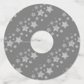 クリスマスの輝く星のシルバーパターン灰色 ワイングラスタグ (裏面)