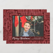 クリスマスの輝く赤いグリーティングカード シーズンカード (正面/裏面)