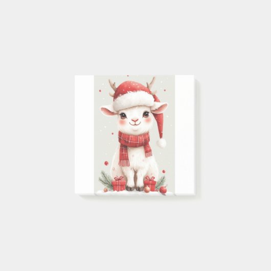 クリスマスの農場の動物のかわいいヤギ ポストイット (正面)