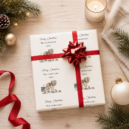 クリスマスの農場の馬の動物たち 冬 ラッピングペーパー
