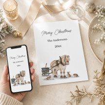 クリスマスの農場の馬 冬