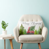 クリスマスの農家の赤いトラックのアクセントの枕 ランバークッション (椅子)
