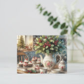 クリスマスの農家ティーパーティーのポストカード ポストカード (スタンド正面)