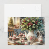 クリスマスの農家ティーパーティーのポストカード ポストカード (正面/裏面)