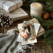 クリスマスの農村　馬小屋付きの平らなカード シーズンカード