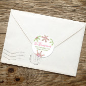 クリスマスの返送先住所 かわいい カラフルな雪の結晶 ラウンドシール