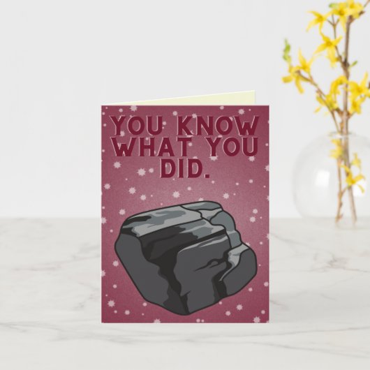 クリスマスの過去を知っていおもしろいる石炭 カード (黄色い花)