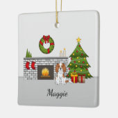 クリスマスの部屋にブランハイム・カバリエ・ドッグ&ネーム セラミックオーナメント (左)