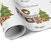 クリスマスの部屋にルビーカバリエの犬&文字 ラッピングペーパー (ロールコーナー)