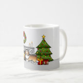 クリスマスの部屋のシェルティー コーヒーマグカップ (正面右)