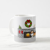 クリスマスの部屋のシェルティー コーヒーマグカップ (正面左)