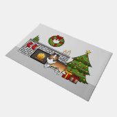 クリスマスの部屋のセーブルシェットランドシェプドッグ犬 ドアマット (アングル)