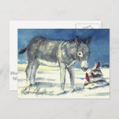 クリスマスの郵便はがきのためのろば シーズンポストカード (正面/裏面)