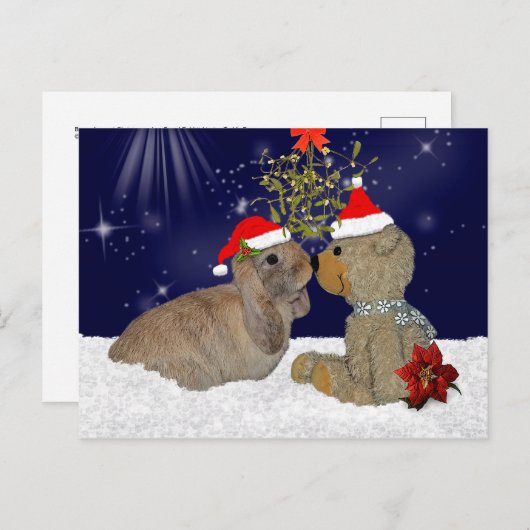 クリスマスの郵便はがきのバニー愛 シーズンポストカード (正面/裏面)