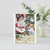 クリスマスの郵便はがきの女の子の人形の書道の単語 シーズンポストカード (スタンド正面)