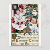 クリスマスの郵便はがきの女の子の人形の書道の単語 シーズンポストカード (正面)