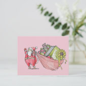 クリスマスの郵便はがきを読むサンタクロース愛 シーズンポストカード (スタンド正面)