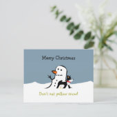 クリスマスの郵便はがき-黄色い雪を食べないで下さい! ポストカード (スタンド正面)