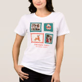 クリスマスの郵便切手2枚フォトコラージュ トライブレンドTシャツ (正面)