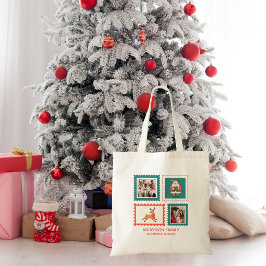 クリスマスの郵便切手2枚フォトコラージュ トートバッグ