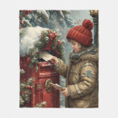 クリスマスの郵便受けフリースブランケット あったかくて居心地の良い冬 フリースブランケット (正面)