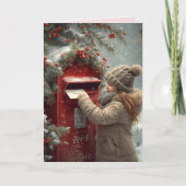 クリスマスの郵便箱の温かいホリデー メッセージ カード (正面)