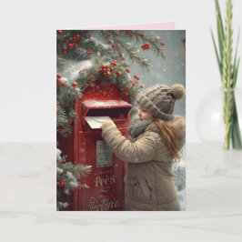 クリスマスの郵便箱の温かいホリデー メッセージ カード