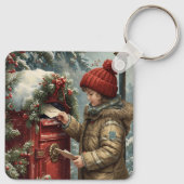 クリスマスの郵便箱 かわいいお祭り気分の冬アクセサリー キーホルダー (裏面)