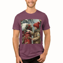 クリスマスの郵便箱Tシャツ かわいい 冬 ホリデー