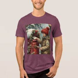 クリスマスの郵便箱Tシャツ かわいい 冬 ホリデー トライブレンドＴシャツ