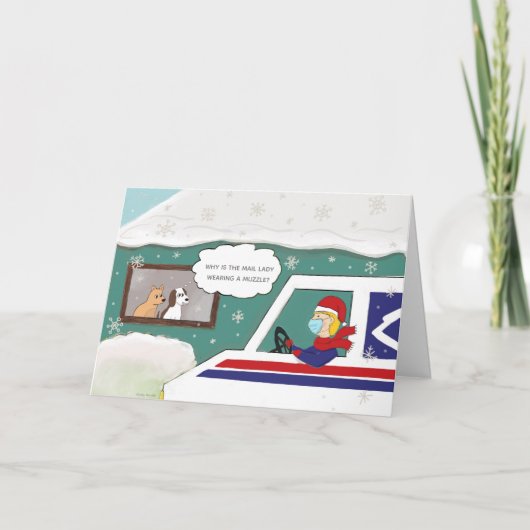 クリスマスの郵便配達人感謝カード 郵便配達のヒーロー カード (正面)
