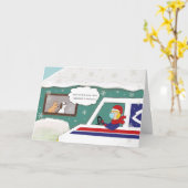 クリスマスの郵便配達人感謝ステッカー　郵便配達のヒーロー カード (黄色い花)